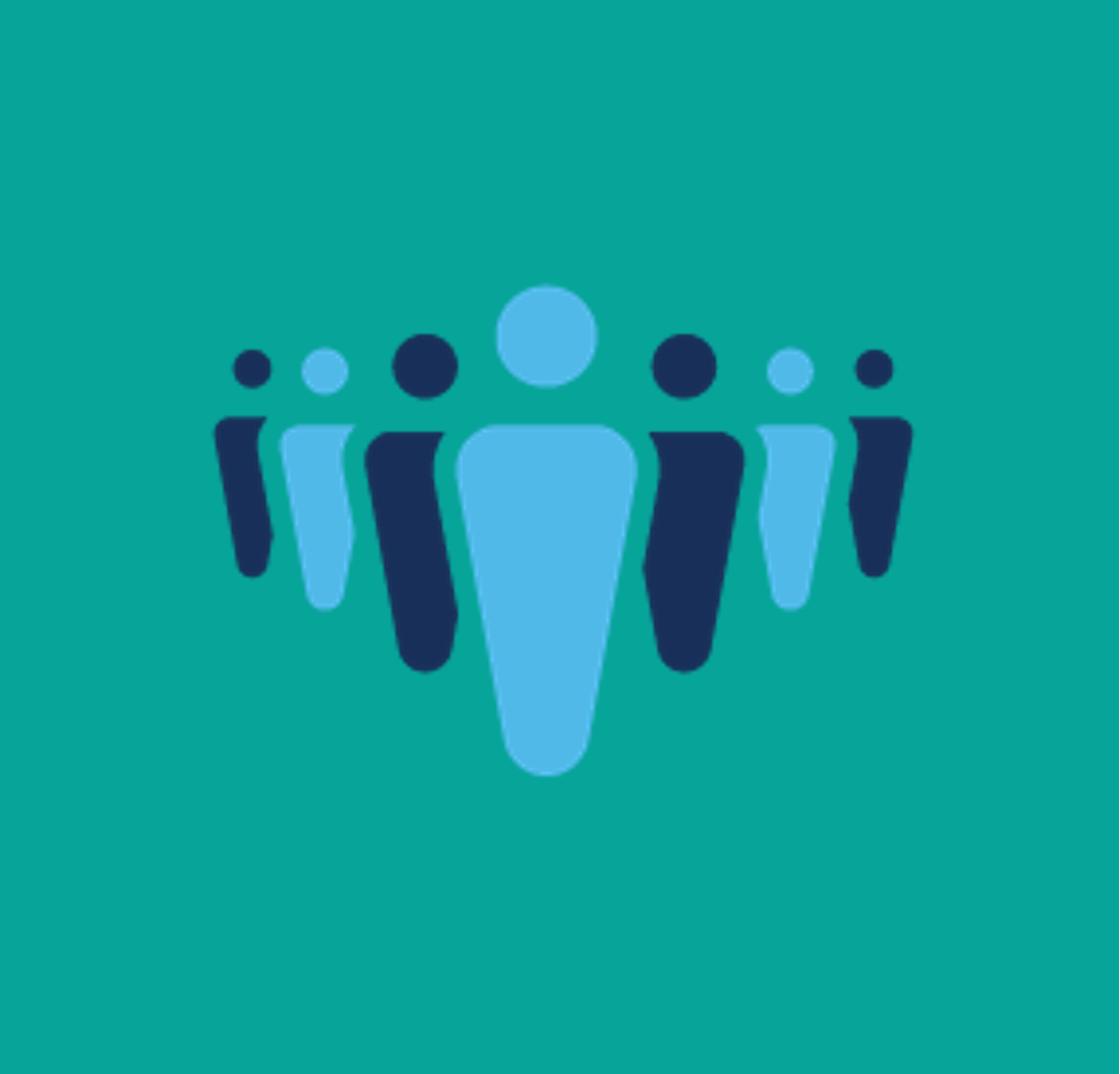 Abstract human icon. Seven abstract human figures in a 