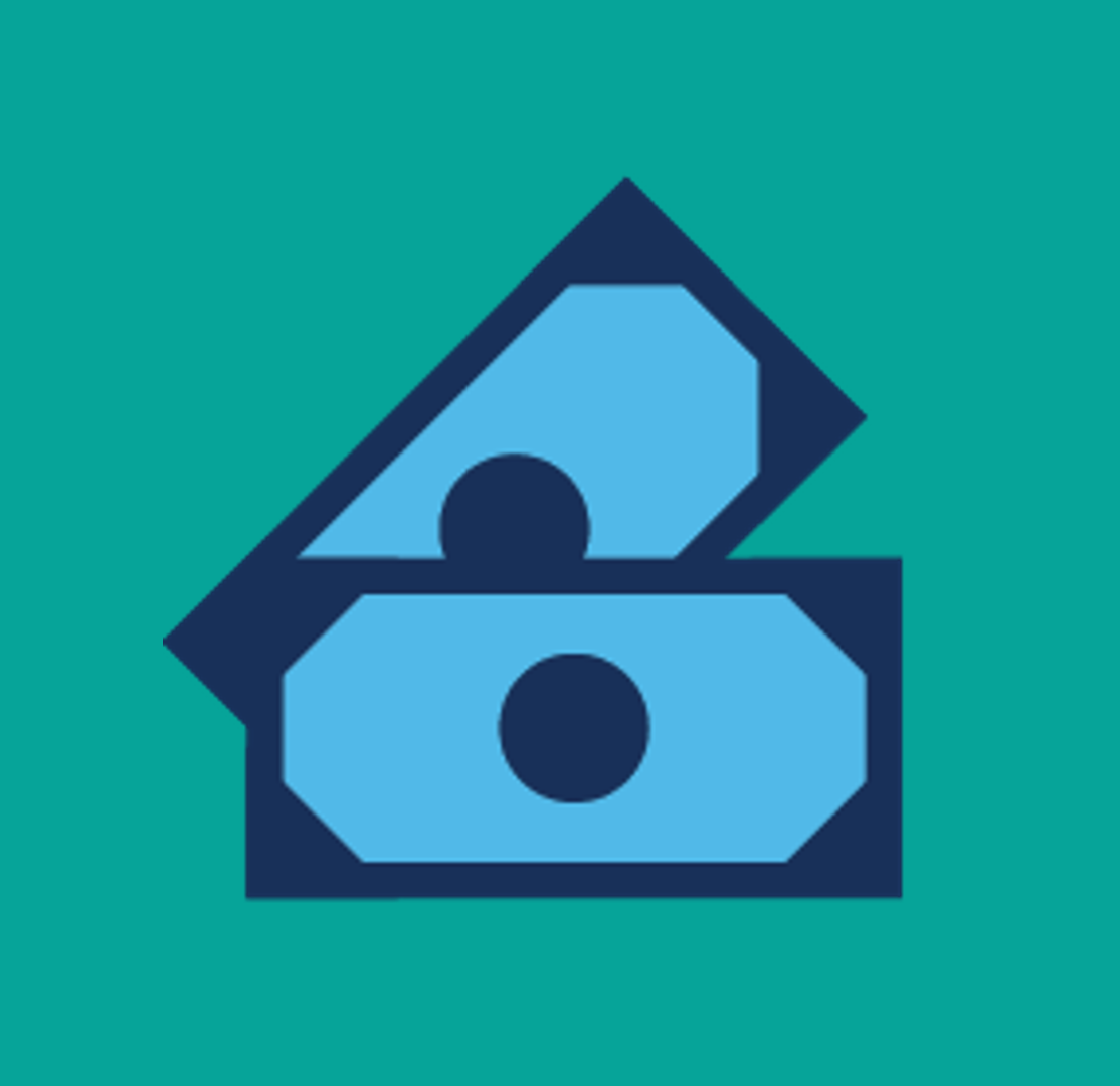Dollar bill icon. Green background.